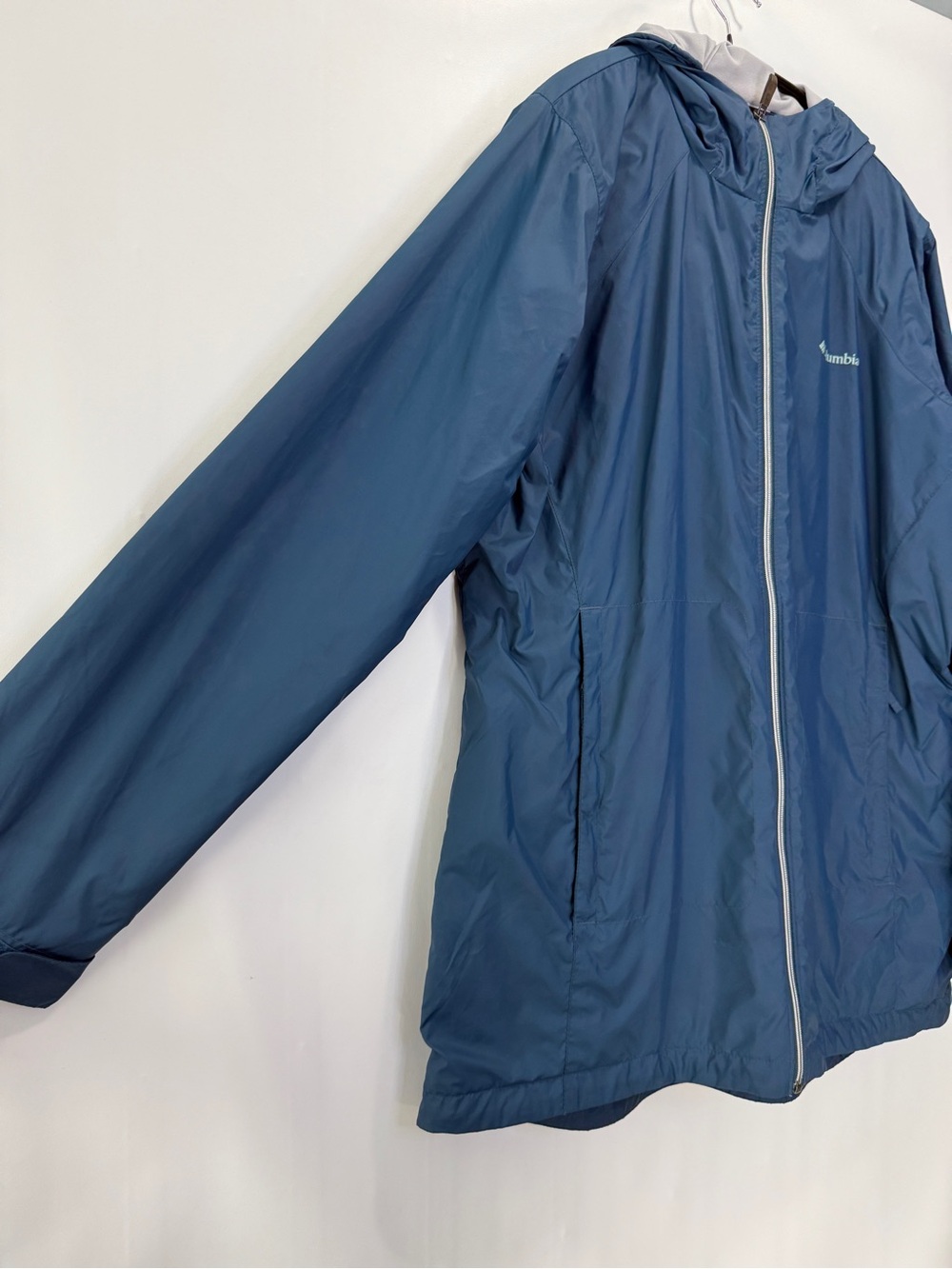 Columbia Blue Hooded Rain Jacket Lined Women’s XL - Picture 2 of 14